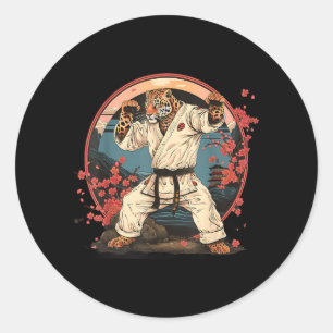 Judo Leopard Nature Kickboxing Taekwondo Martial Classic Round Sticker