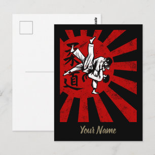 Judo Martial Arts Japanese Vintage Retro Design Postcard