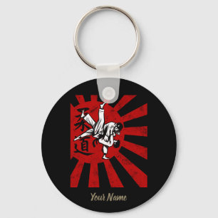 Judo Martial Arts with vintage japanese Rising Sun Key Ring
