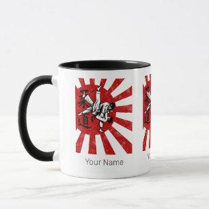 Judo Martial Arts with vintage japanese Rising Sun Mug