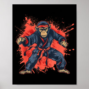 Judo Monkey Jiu-Jitsu Taekwondo Kung Fu Judo Poster