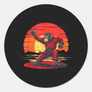 Judo Monkey Sunset Kung Fu Taekwondo Judo Monkey Classic Round Sticker
