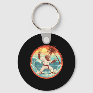 Judo Monkey Sunset Taekwondo Judo Kung Fu Monkey Key Ring