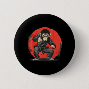 Judo Monkey Taekwondo MMA Jiu-Jitsu Kung Fu Monkey 6 Cm Round Badge