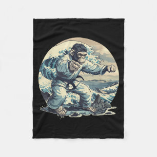 Judo Monkey Waves Kung Fu Judo Monkey Lover Fleece Blanket