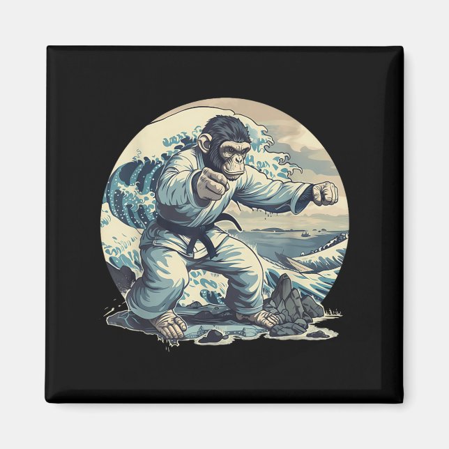 Judo Monkey Waves Kung Fu Judo Monkey Lover Magnet (Front)