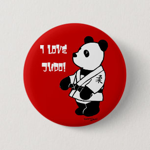 Judo Panda Cartoon with a Black Belt 6 Cm Round Badge
