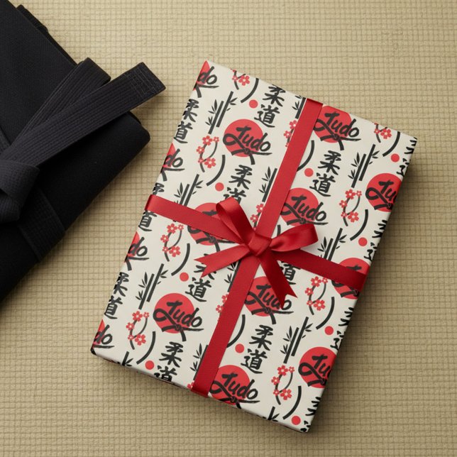 Judo Pattern - Black Belt, Kanji and Sun Wrapping Paper (Creator Uploaded)