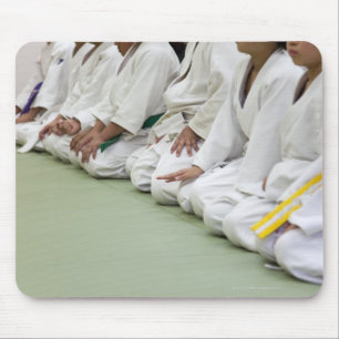 Judo player of the child sits down to one line mouse pad