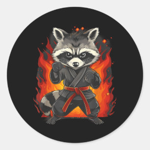 Judo Racoon Nature Kickboxing Taekwondo Martial Classic Round Sticker