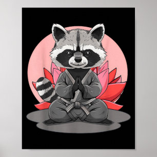 Judo Racoon Nature Kickboxing Taekwondo Martial Poster