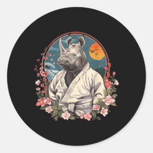Judo Rhino Nature Kickboxing Taekwondo Martial Classic Round Sticker
