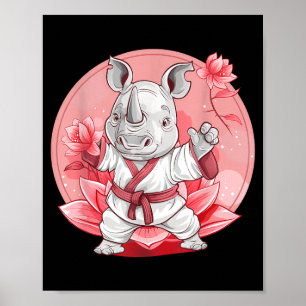 Judo Rhino Nature Kickboxing Taekwondo Martial Poster