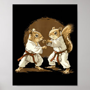 Judo Squirrel Kickboxing Taekwondo Kung Fu Martial Poster