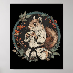 Judo Squirrel Nature Martial Arts Kickboxing Poster
