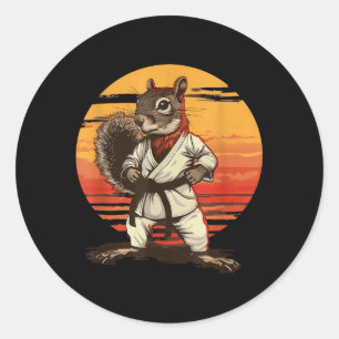 Judo Squirrel Sunset Taekwondo Karate MMA Squirrel Classic Round Sticker