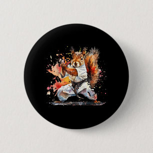 Judo Squirrel Watercolor MMA Squirrel Lover 6 Cm Round Badge