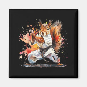Judo Squirrel Watercolor MMA Squirrel Lover Magnet