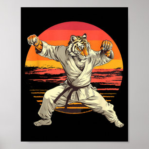 Judo Tiger Beach Sunset Taekwondo Kickboxing Poster