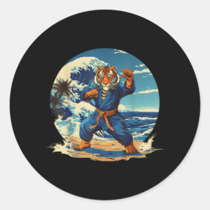 Judo Tiger Beach Wave Kickboxing Taekwondo Martial Classic Round Sticker