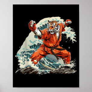 Judo Tiger Ocean Wave Taekwondo Judo Kickboxing Poster
