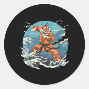 Judo Tiger Wave Ocean Kickboxing Taekwondo Martial Classic Round Sticker