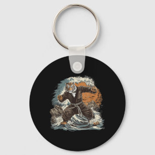 Judo Tiger Wave Ocean Martial Arts Judo Kickboxing Key Ring