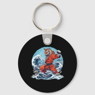 Judo Tiger Wave Ocean Taekwondo Martial Arts Judo Key Ring