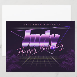 Judy Name Vorname lila retro Karte Geburtstag Card