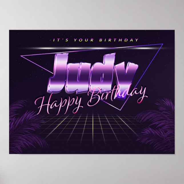 Judy Name Vorname lila retro Poster Geburtstag (Front)