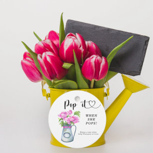 Jug of flowers baby shower - Pop it When she pops Favour Tags