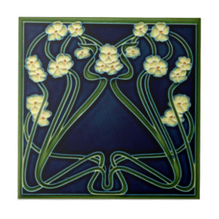 Jugendstil Art Nouveau Floral Repro Antique Ceramic Tile