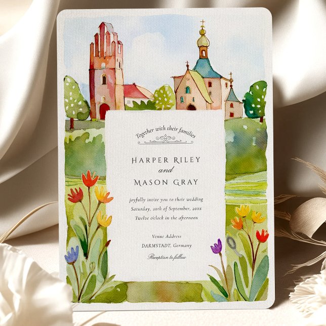 Jugendstil Mathildenhöhe Darmstadt Watercolor Invitation (Creator Uploaded)