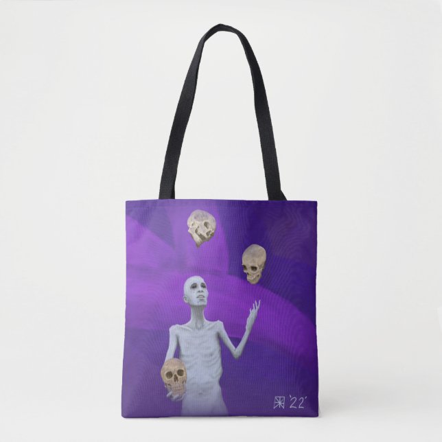 Juggler Juggling Skulls Fantasy Art Graphic Tote (Front)