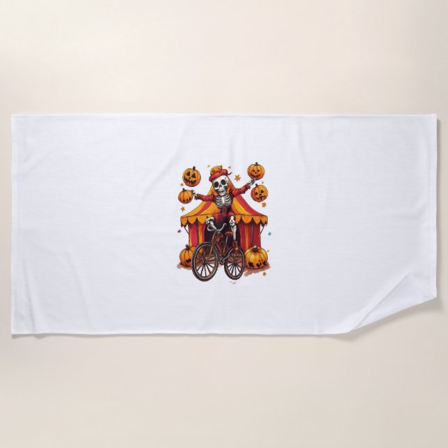 Juggling Bones – Hilarious Circus Skull Beach Towel (Front)