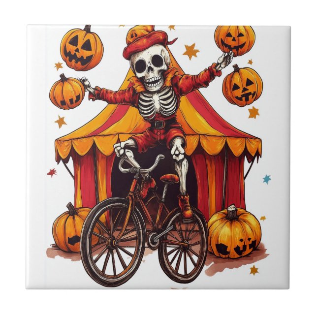 Juggling Bones � Hilarious Circus Skull Ceramic Tile (Front)