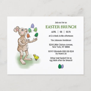 Juggling Bunny's Easter Brunch Invitation Postcard