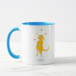Juggling Cartoon Cat Personalised Jugglers Mug