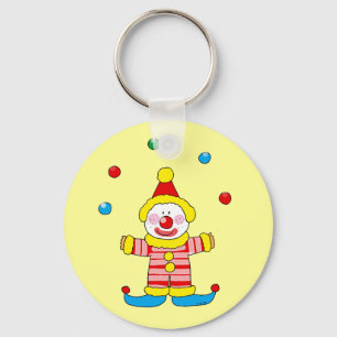 Juggling cartoon party clown key ring
