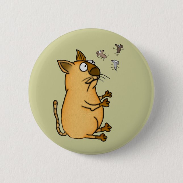 Juggling Cat 6 Cm Round Badge (Front)