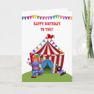 Juggling Clown, Circus Tent, Birthday Card