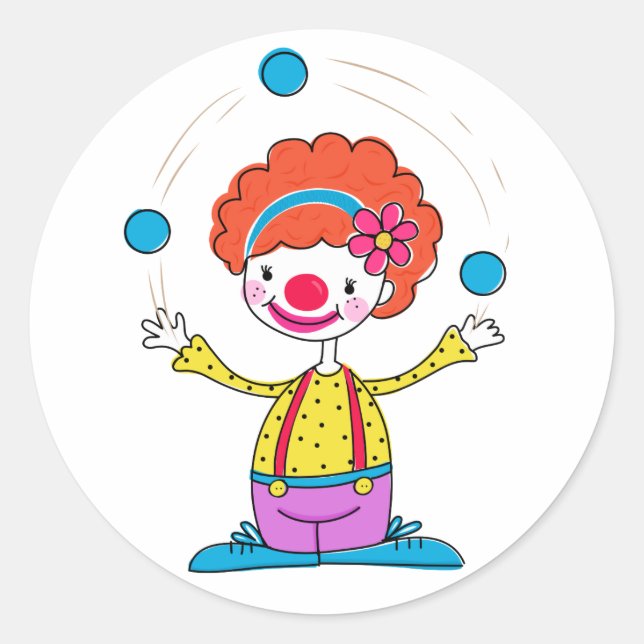 Juggling Clown Classic Round Sticker (Front)