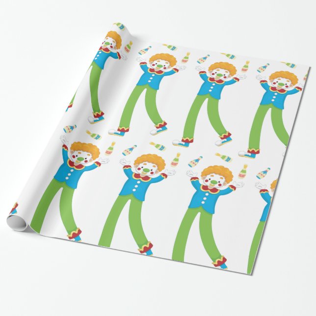 Juggling Clown Wrapping Paper (Unrolled)