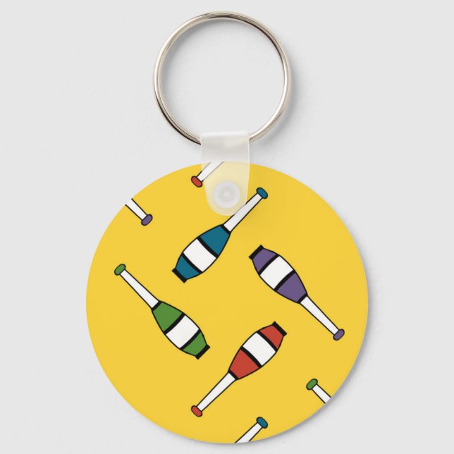 Juggling Club Toss Yellow Key Ring (Front)