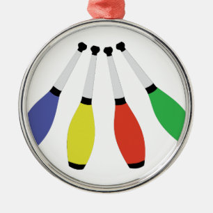 Juggling Clubs Metal Ornament
