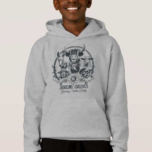 Juggling Daisies Farm Family Children's hoodie (Front)