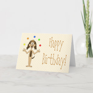 Juggling Dog Cartoon. Birthday. Card