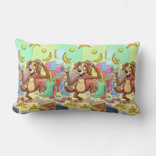 Juggling Dog Monkey – A Little Chaos At Home Lumbar Cushion