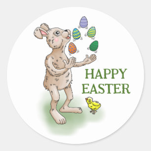 Juggling Easter Bunny Classic Round Sticker