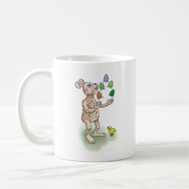 Juggling Easter Bunny Coffee Mug (Left)